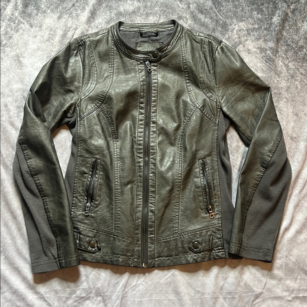 Gray Faux Leather Jacket